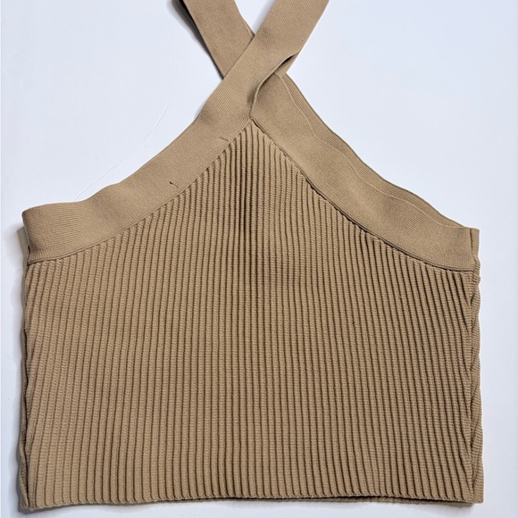 Tan Ribbed Halter Top a35 - Picture 5 of 6